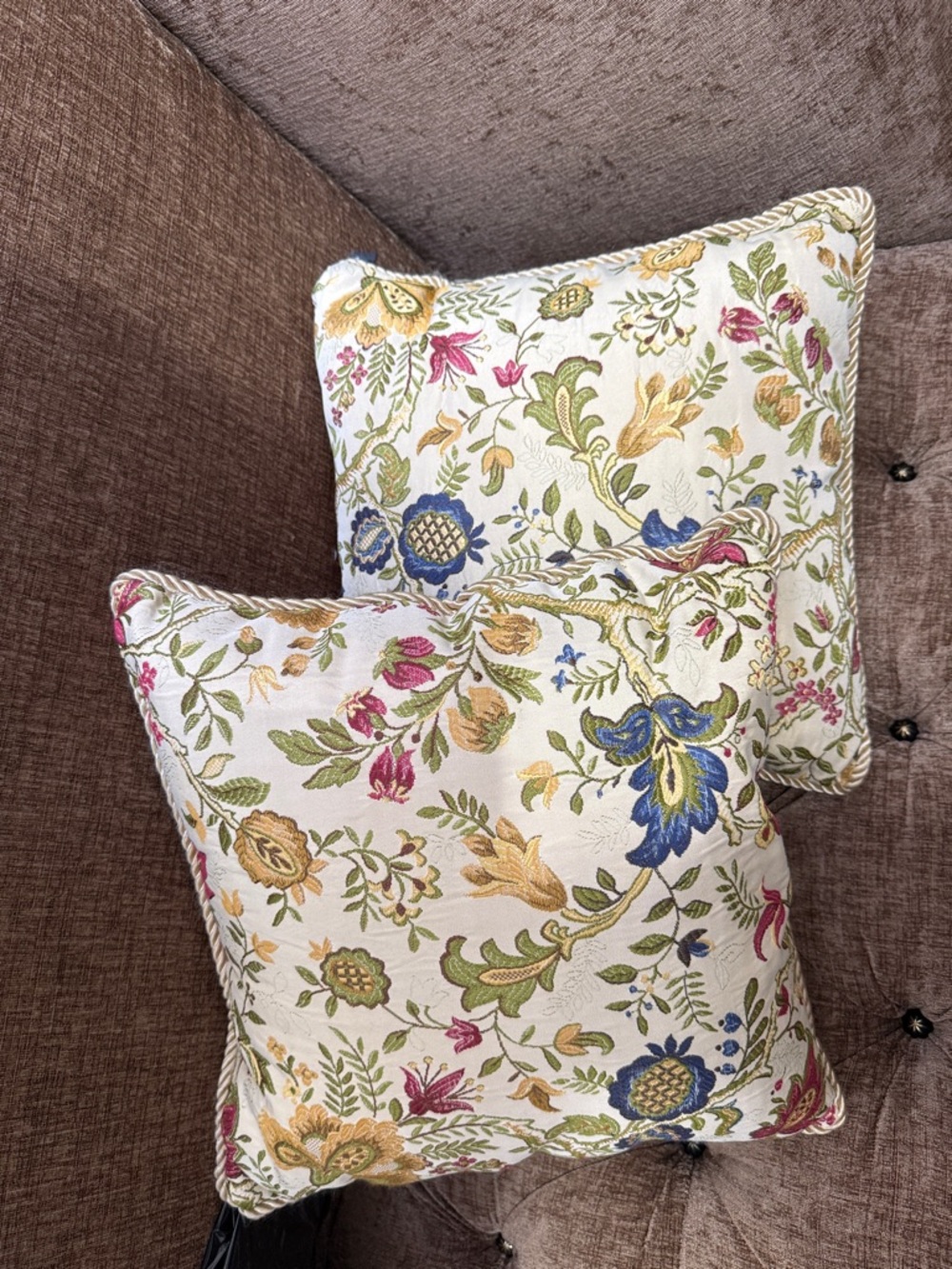 Newport Floral Toss Pillows in Cream, Blue, Green, Yellow, Pink